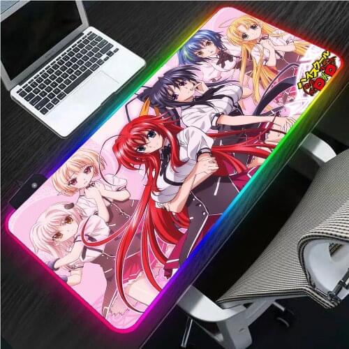 Sexy Anime Rgb High School DXD Colorful LED USB Mouse Pad Kawaii Game Accessories Sexy Girl PC Computer Keyboard Pad Gaming Desk