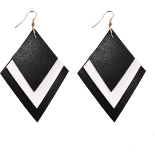 Leather Earrings for Women Dangle Teardrop Geometric Handmade Jewelry White Red Black Ohrringe Oorbellen Voor Vrouwen Pendientes
