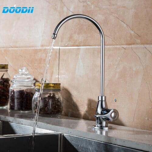 DooDii 1/4" Brass Water Purifier Faucet Reverse Osmosis RO Drinking Water Filter Faucet External Chrome Plating
