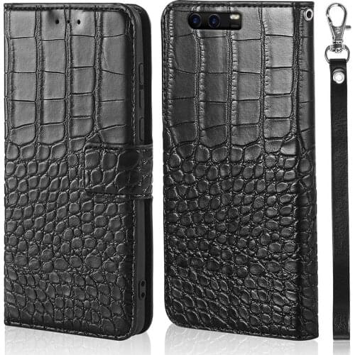 Crocodile skin Magnetic Leather Case For Huawei p10 P10plus p10pro p10 Lite Wallet Card Flip Phone Cover Case With Strap