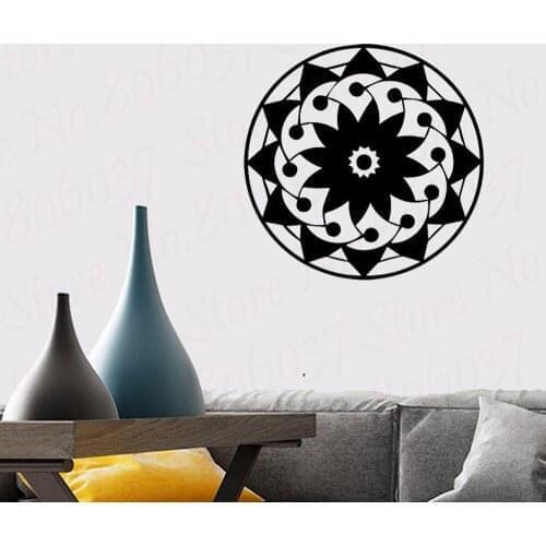 Mandala Om Yoga Indian Pattern Oum Sign Interior Vinyl Sticker Bedroom Kids Room Decor Sticker Decal WL1694