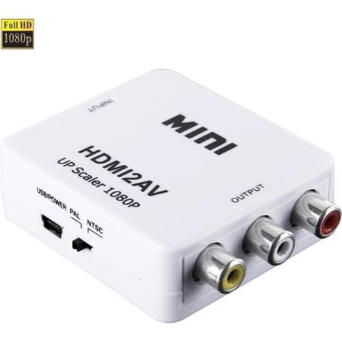 Mini HD Video Converter HDMI to RCA AV/CVSB L/R Video 1080P Support NTSC PAL Output HDMI TO AV Adapter,+USB Cable+Gift Box