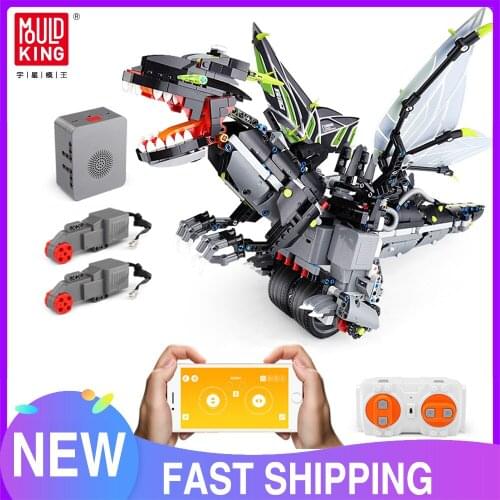 MOULD KING App Remote Control Flying Dragon Mecha Set Motorized Blance Robot Building Blocks Toys For Children Gifts