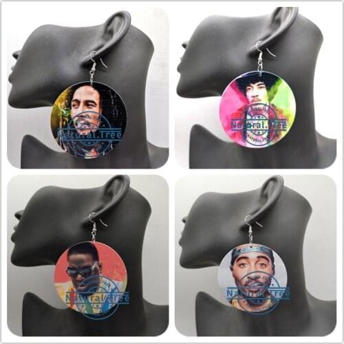 Hip hop Men wooden earrings