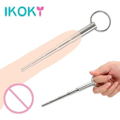 IKOKY Catheters Sounds Masturbator Male Chastity Device Penis Plug Stainless Steel Urethral Dilators Sex Toys for Men