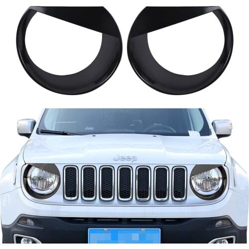 Camoo Black Headlight Cover Angry Bird Bezels Trim for 2015 2016 2017 Jeep Renegade