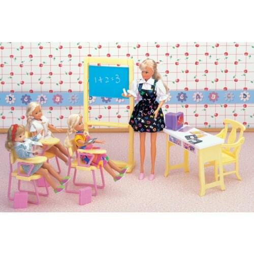 Original for princess barbie classroom doll accessories 1/6 bjd doll school desk barbie furniture supplies set toy gift
