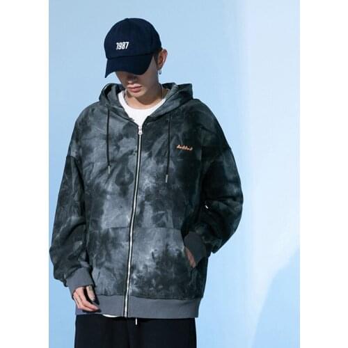 Couple Wear Fashion Street Hoodie Mens Tide Brand Tie-dye Jacket Coat Harajuku Loose Ins Hooded Sweater Couple Clothes