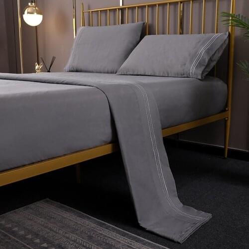 Nordic Bedding Set Bed Sheet Set Luxury Double Mattress Cover Embroidery Bedspread Elastic Band 4Pcs Bed Fitted Sheet