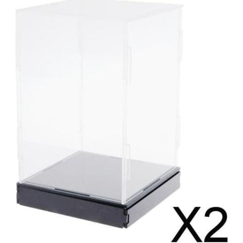 2xClear Acrylic Display Box Dustproof Figures Toy Model Show Case 20x20x35cm