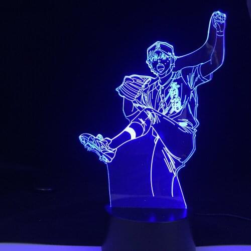 Sawamura Eijun Anime Ace of Diamond 3D Lamp for Bedroom Decor Nightlight Cool Birthday Gift Ace of Diamond Acrylic LED Light