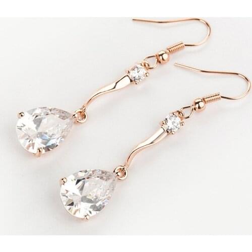 SLBRIDAL Fashion Jewelry Bijoux Anti-allergic Simulated Pearls Hook Earrings Charm Drop Earrings Women Rose Gold Dangle Earrings