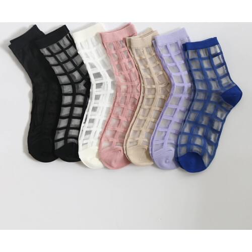 Thin Jacquard Short Silk Socks Cool Breathable Lattice Silk Socks 1 Pair Womens Socks Short Socks Woman Summer Socks Wholesale