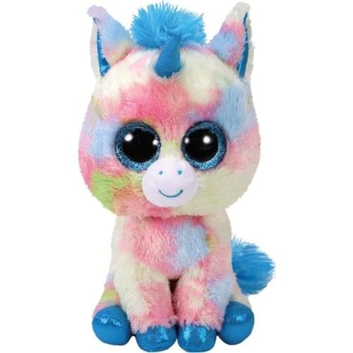 Ty Beanie Big Eyes Stuffed Toys Blue Colored Unicorn Soft Animal Plush Doll Collectible Children Christmas Gift 15CM