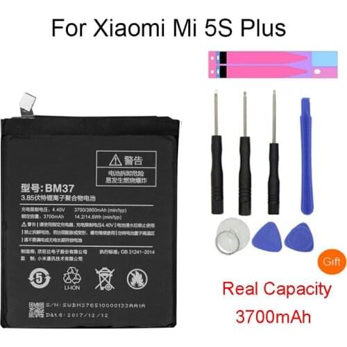 High Quality BM37 Phone Battery For Xiao Mi 5S Plus 5Splus 3800mAh BM37 Original Replacement Battery + Tool