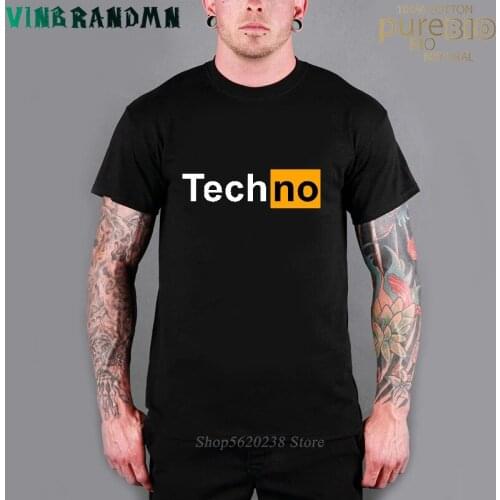 Funny T shirt men Tops Tees Techno T-Shirt Sexy Techno Hub 2 Letter Print Cotton Sleeve Humor Style tshirt Techno logo tee shirt