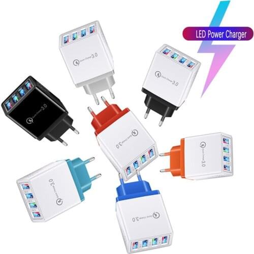 3A Charger 4USB With LED Light Portable Charging Mobile Phone Charger For iPhone Samsung Xiaomi Huawei