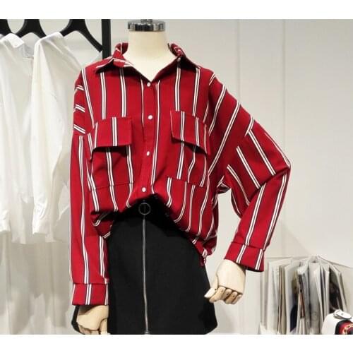 High quality!Autumn new fashion striped chiffon shirt womens long sleeve shirt lady after short before long shirt TB3180