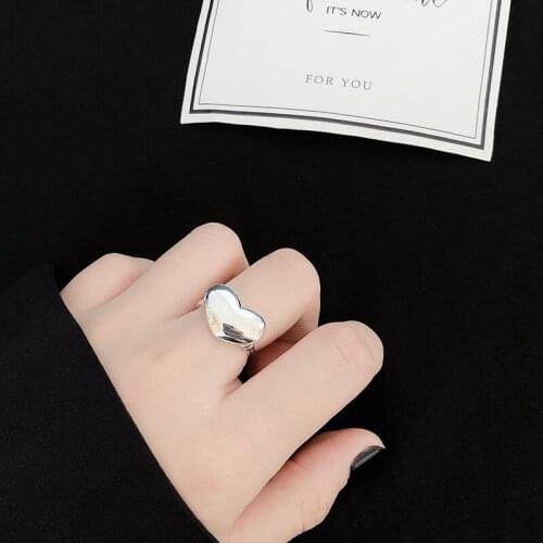 Kinel 2020 New Arrival 100% 925 Sterling Silver Rings for Women Heart Finger Ring Prevent Allergy Sterling Silver Open Jewelry