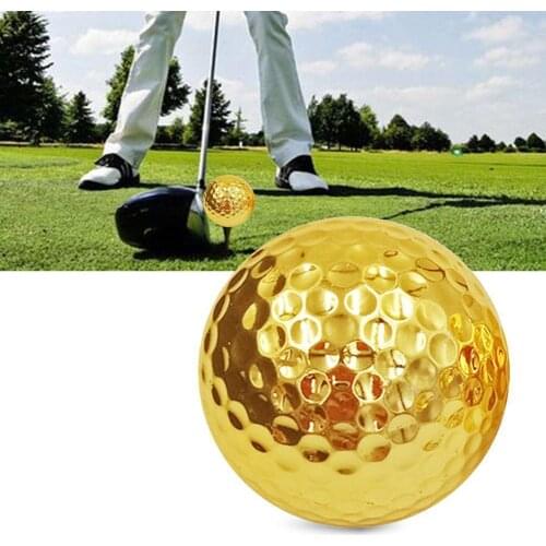 1Pcs Gold Golf Balls For Golfer Indoor Outdoor Swing Training Putter Gift Christmas Friend For Father Practice Balls C7M8