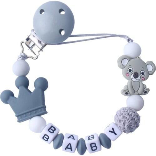 1PC Baby Pacifier Clips Cartoon DIY Baby Pacifier Clips Teething Chain Baby Teether Handmade Silicone Pacifier Chains