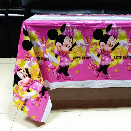 1 pcs Pink Minnie Mouse Party Supplies TableCloth Favor Kids Girls Birthday Tablecloths Party Festival Decoration party supplie