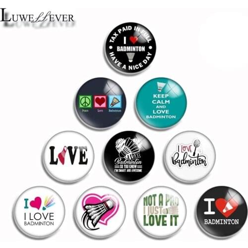 10mm 12mm 14mm 16mm 20mm 25mm 451 10pcs/lot Badminton Mix Round Glass Cabochon Jewelry Finding 18mm Snap Button Charm Bracelet