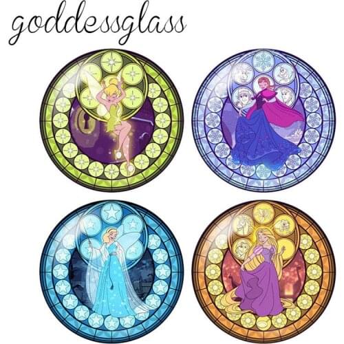 Disney Princess Elsa Anna Alice Belle 10pcs 12mm/18mm/20mm/25mm Round photo glass cabochon flat back Bracelets Making findings