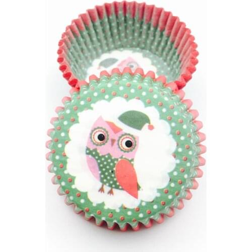 100pcs Christmas Owl Paper Cake Cups Cupcake Liner Baking Muffin Box Cup Case Party Tray Cake Mold Cupcake Decorations