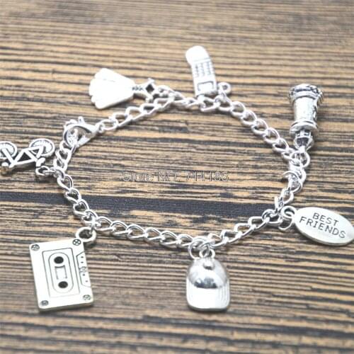12pcs/lot Friends Don't Lie inspired Stranger Things Charm Bracelets silver tone Dress Dress Bike charm