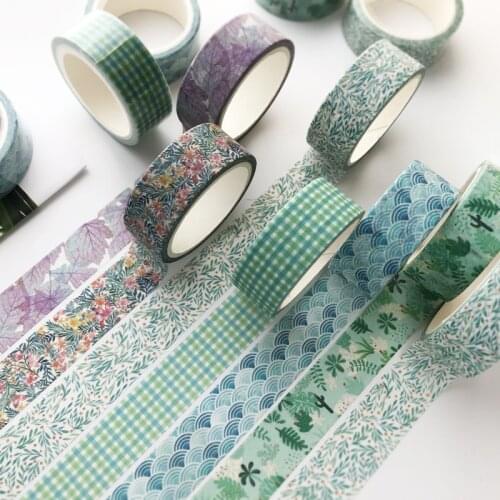 14 pcs Various Design Paper Washi Tapes 15mm Leaf Fruit Plaid Mosaic Pattern Adhesive DecorativeMasking Tapes Sticker H6825