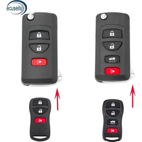 3 Button 4 Button Modified Folding Flip Remote Key Shell Case Fob for Nissan Quest Murano