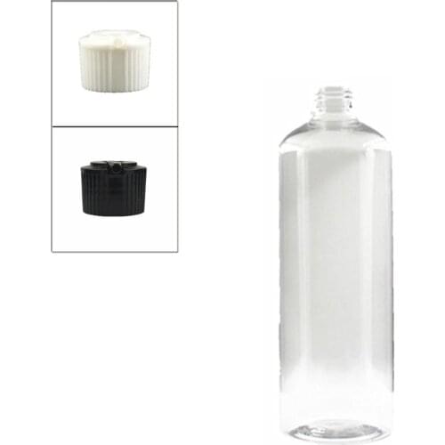 500ml empty round Plastic Bottles, clear PET bottle with black/white spouted cap