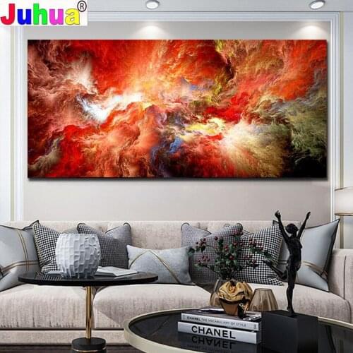 5D Diy Full Square/Round Diamond Painting Red Cloud Abstract 3d Pictures, Diamond Embroidery Landscape, Home Decorative A311