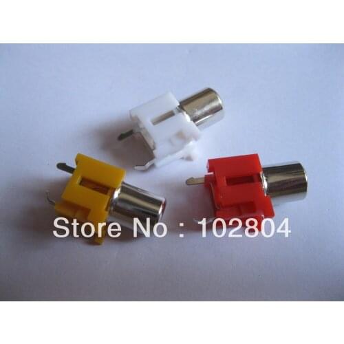 AV-8.4-9 AV Pin Jack 3 Color RCA Female Audio Video AV Socket Connector 15 pcs per Lot