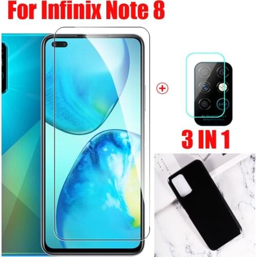 3-in-1 Case + Camera Tempered Glass On For Infinix Note 8i X683 Screen Protector Glass Infinix Note 8 X692 Glass 5.9"2.5D Glass