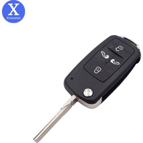 Xinyuexin 4 Button Flip Key Case for VW Transporter Shuttle T5 T6 Remote Car Key Shell Replacement 4buttons