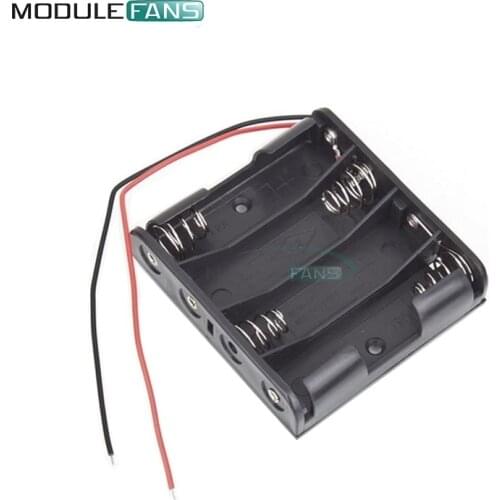 4xAA AA Battery Holder Battery Case Storage Box with Wire Leads DIY Power Supply