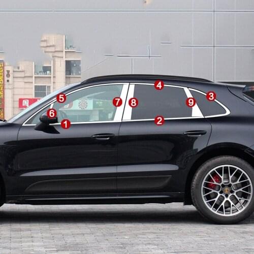 For Porsche Macan 2014-2019 stainless steel Car Door Window Moulding Pillar Sill Trim Cover trim Car Styling Accessories