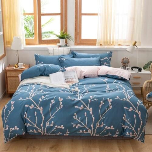 Europe Bedding Set Duvet Cover Sheet Pillowcase Plum Flower Bed Linens 150x200cm Double Size Home Textile