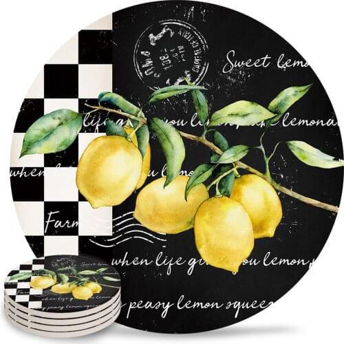 Farm Fruit Lemon Lattice Coasters Coffee Table Decor Kitchen Accessories Ceramic Coaster Dinning Table Decoration Placemats