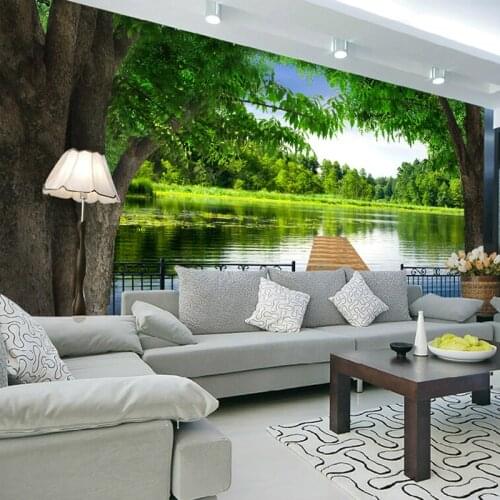 Dropship Photo Wallpaper 3D Large Mural Sofa TV Background Wall Natural Scenery Lake Brid Luxury Wallpaper Bedroom Decoration