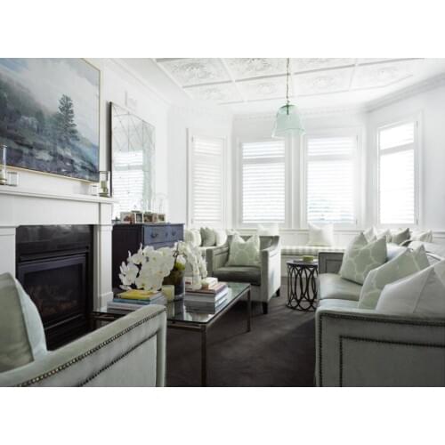 Customized white Basswood Wood Shutters Bi-fold Plantation Sliding Shutters ws2006