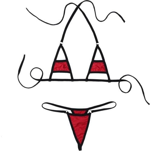 Alvivi Kawaii Lingerie Set Sweet Japanese Bikini Bra Top With Briefs Halter Micro Bikini Bra Top with Thongs Bathing Swimsuit
