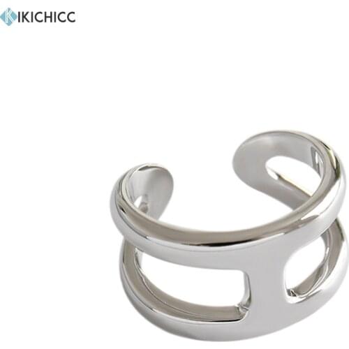 Kikichicc 925 Sterling Silver Big Size Adjustable Ring Range 12-17 Women Plain Large Thick Rock Punk Women Luxury Jewelry