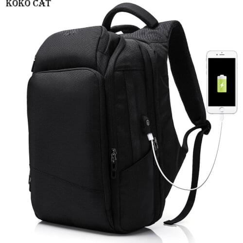 Fashion Men Backpack with USB Charging Teenagers17 Inch Laptop Bussiness Daypack Men Travel Bags Mochila Infantil Escolares