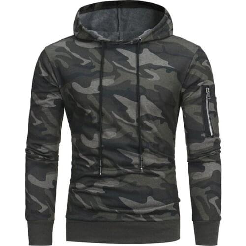 Mens Hoodies Autumn Winter Army Green Sportswear Camouflage Jumper Casual Hooded Zipper Coat Mens Brand Clothing Male Sweatshirt
