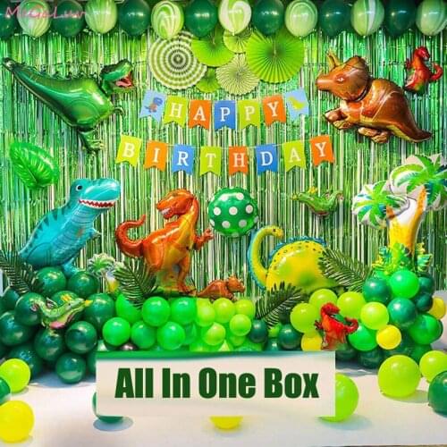 89Pcs/set Dinosaur Birthday Party Baby Shower Children Happy Birthday Decoration Kit Boys Dinosaur Foil Ballons Kids Favor Gift