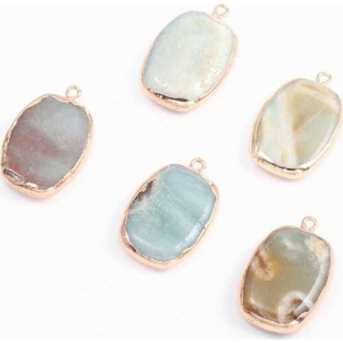 Natural Stone Fashion Elliptical shape Crystal Resin Stone Pendant for DIY Jewelry Making Supplies Reiki Healing Gift
