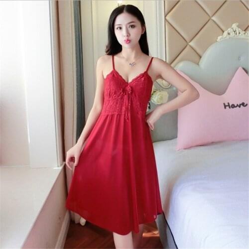 New Women Nightgowns Sexy Lace Satin Sleepwear Nightdress Home Wear Summer Sexy Backless Sleep Lounge Night Dress Silk Nightwear